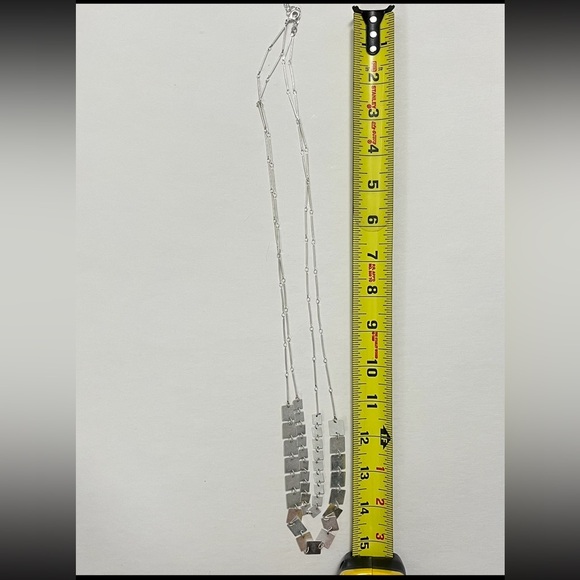 Double layer square disc silver necklace 30” from Anthropologie - Picture 6 of 7